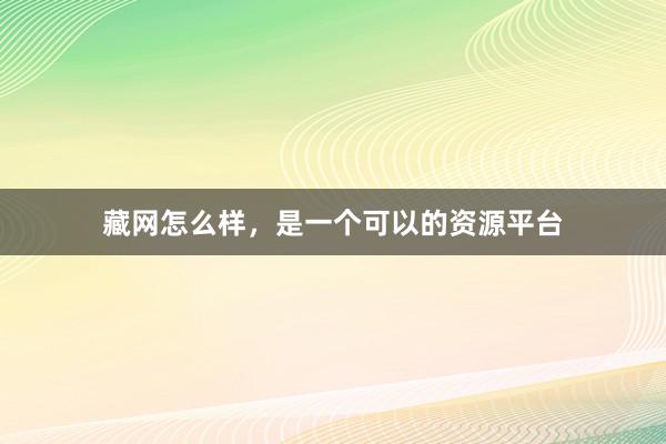 藏网怎么样，是一个可以的资源平台